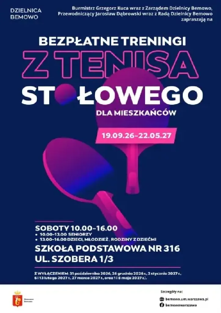 Tenis stołowy dla seniorów, dzieci i młodzieży