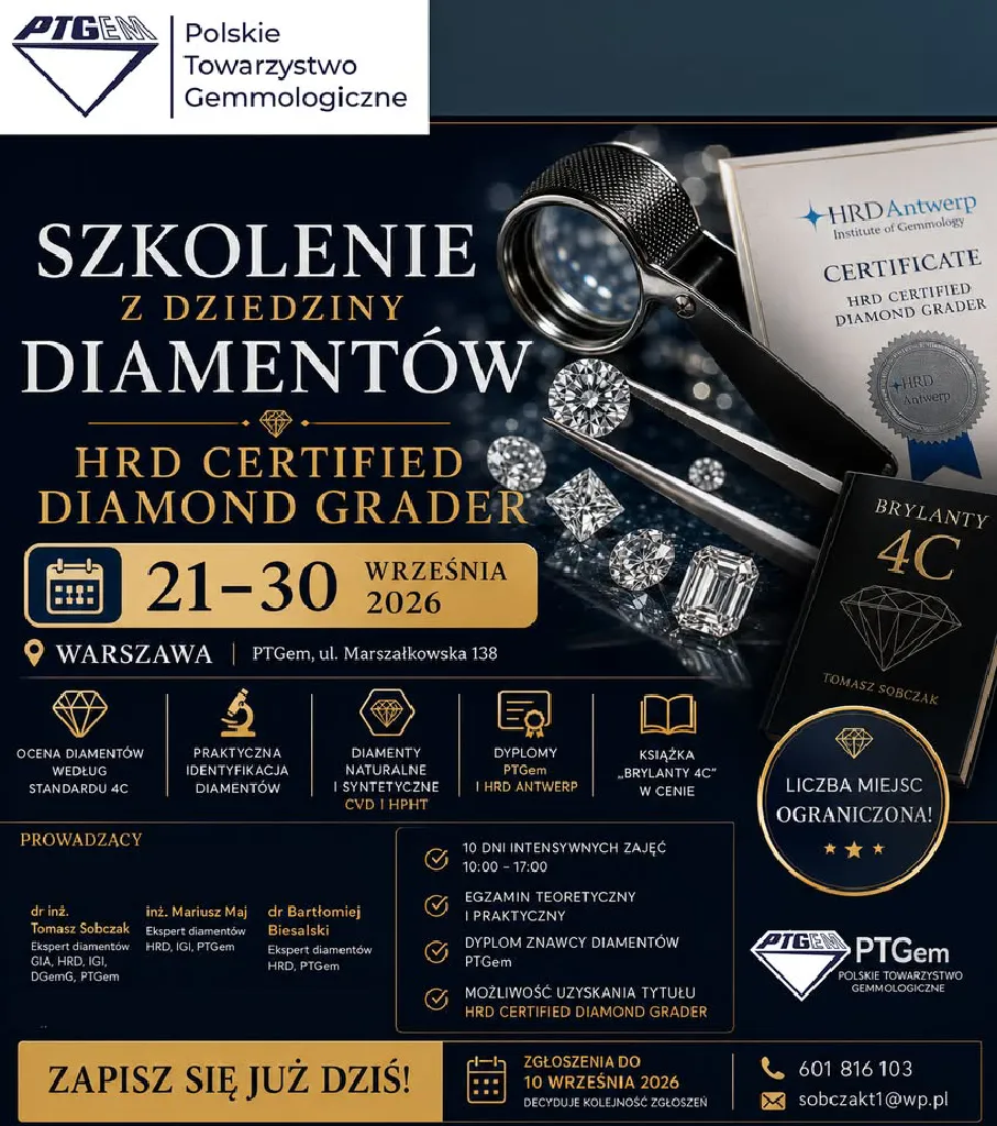 Szkolenie z dziedziny diamentów i HRD Certified Diamond Grader
