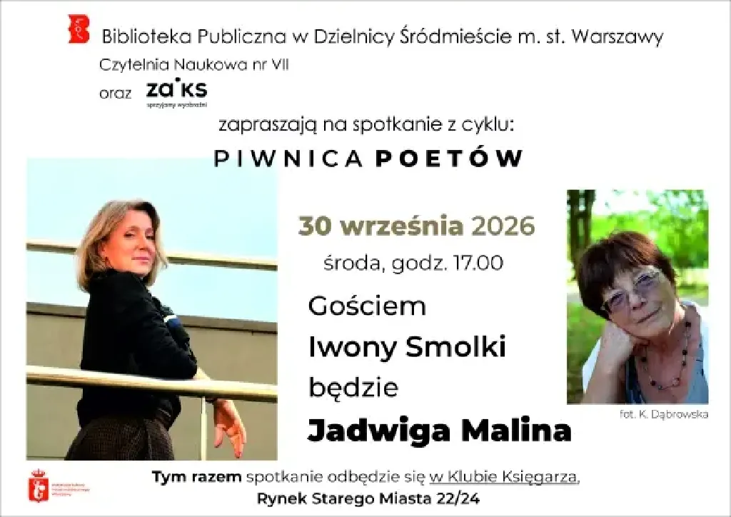 Piwnica Poetów – spotkanie z Jadwigą Maliną