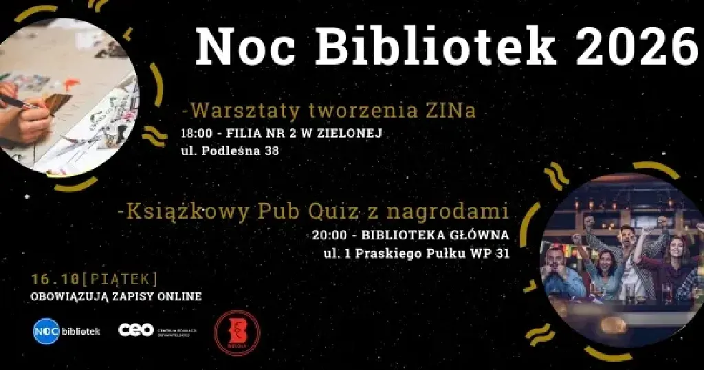 Noc Bibliotek 2026 w Wesołej – zin i quiz