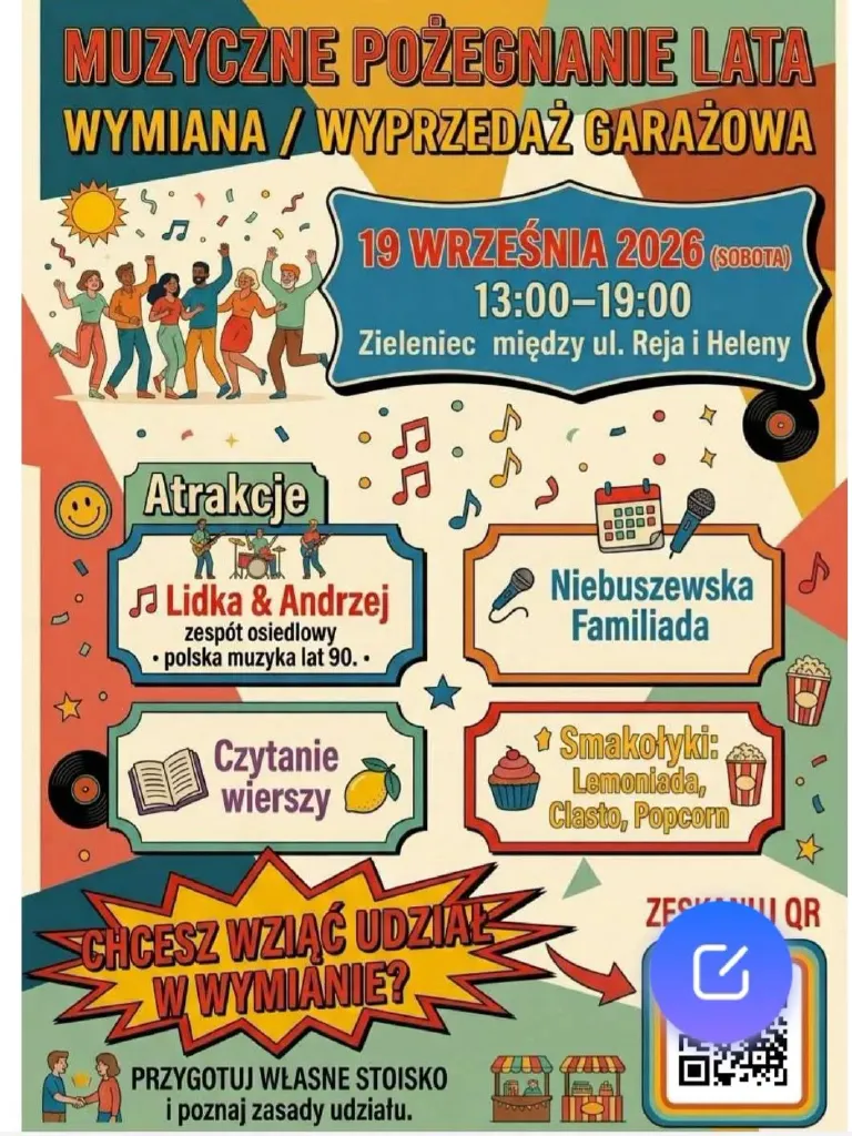 Muzyczne pożegnanie lata – wyprzedaż garażowa