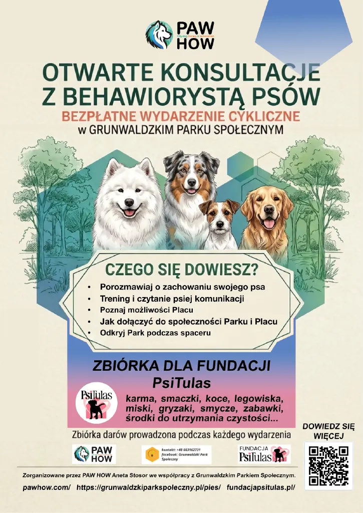 Otwarte konsultacje z behawiorystą i zbiórka dla PsiTulas