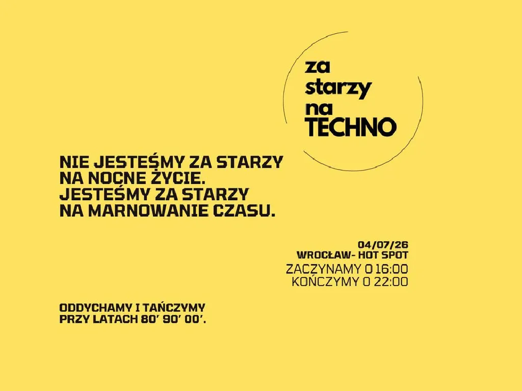 Za starzy na techno – impreza taneczna w Hot Spot