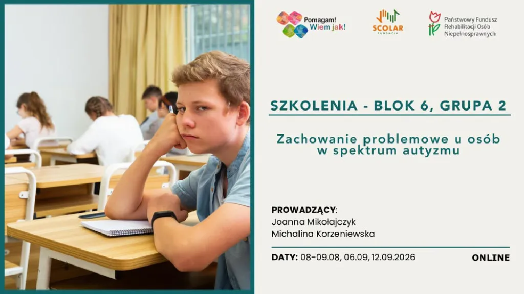 Zachowania problemowe u osób w spektrum autyzmu – szkolenia on-line