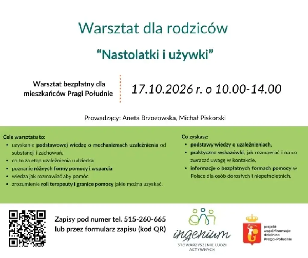 Nastolatki i używki – warsztat dla rodziców