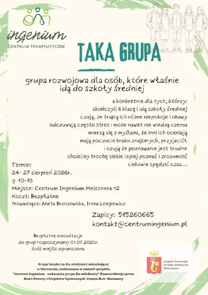 TAKA GRUPA – grupa rozwojowa dla uczniów szkół średnich