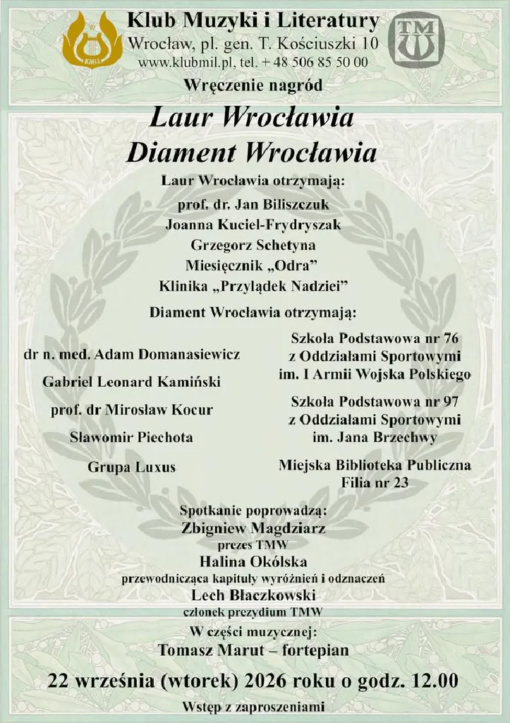 Wręczenie nagród Laur Wrocławia i Diament Wrocławia