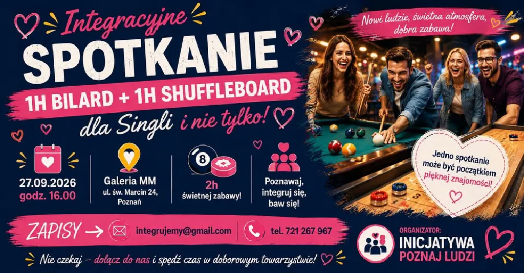 Integracyjne spotkanie dla singli – bilard i shuffleboard