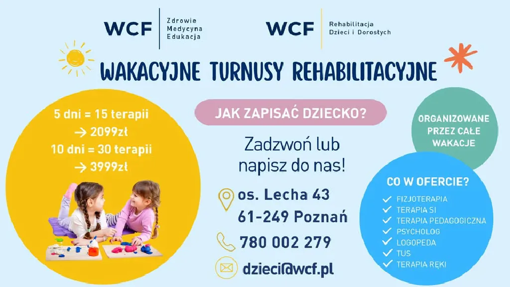 Wakacyjne Turnusy Rehabilitacyjne 2026 w WCF