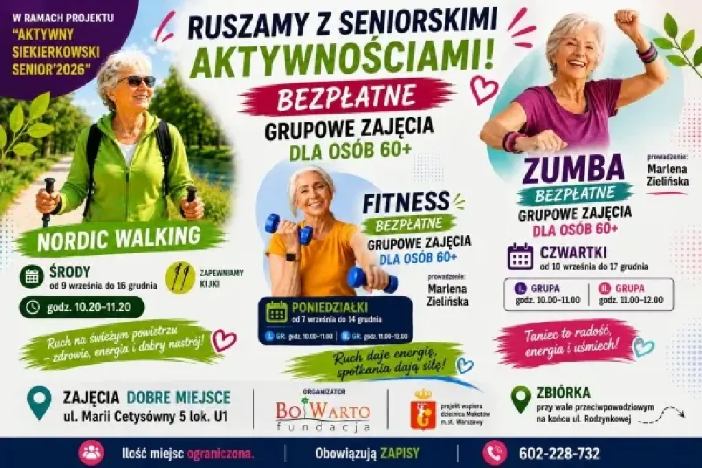 Fitness dla osób 60+ – zajęcia grupowe