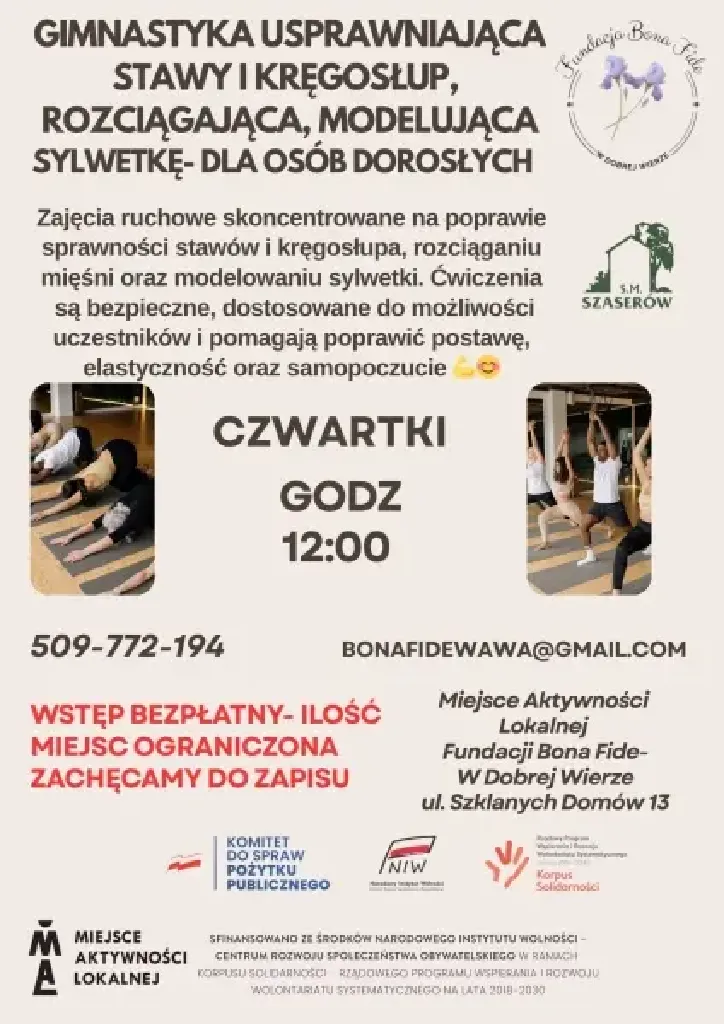 Gimnastyka usprawniająca – zajęcia dla kręgosłupa i stawów