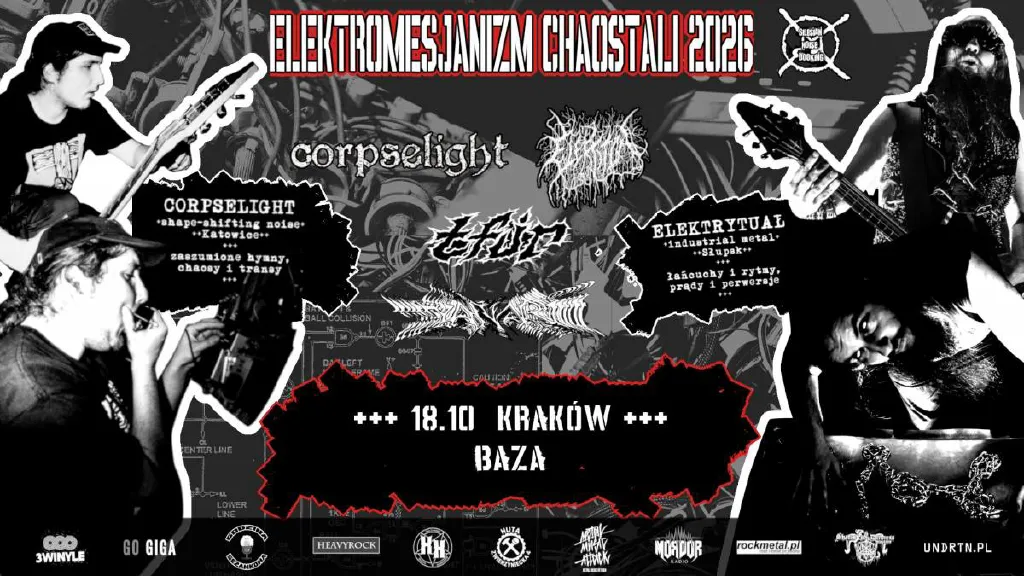Corpselight, Elektrytuał, TFJR i Yanari – koncert w Klubie Baza