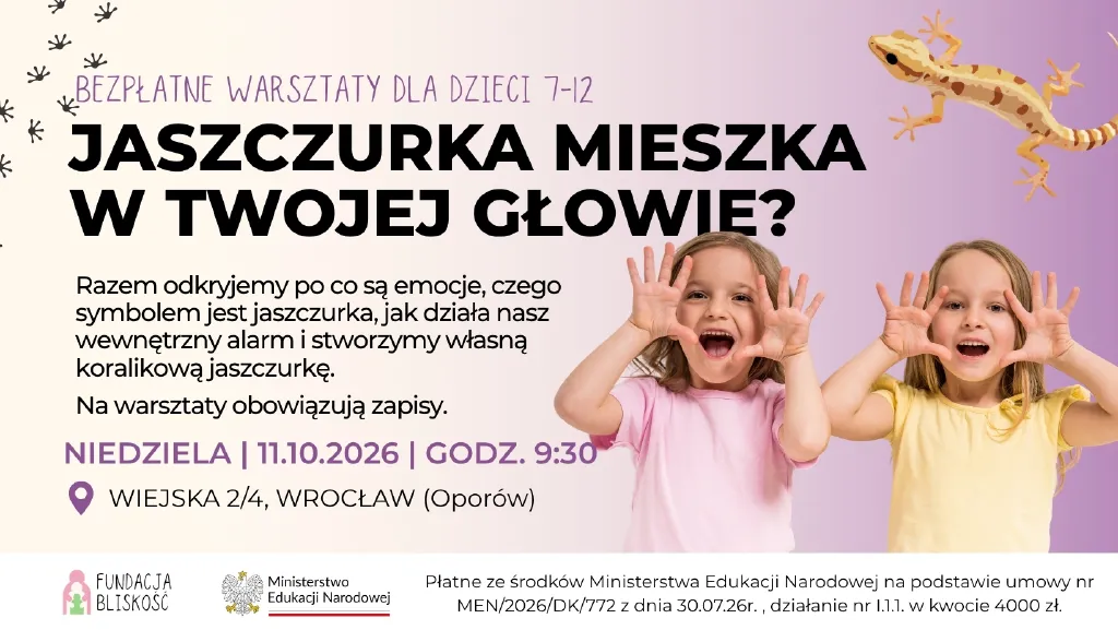 Jaszczurka Alarmowa i wielkie emocje – warsztaty dla dzieci