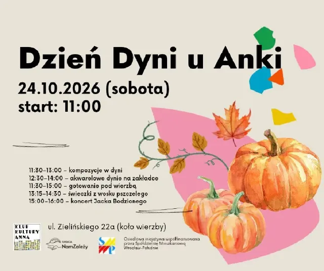Dzień Dyni – jesienne warsztaty i koncert w Klubie Kultury Anna