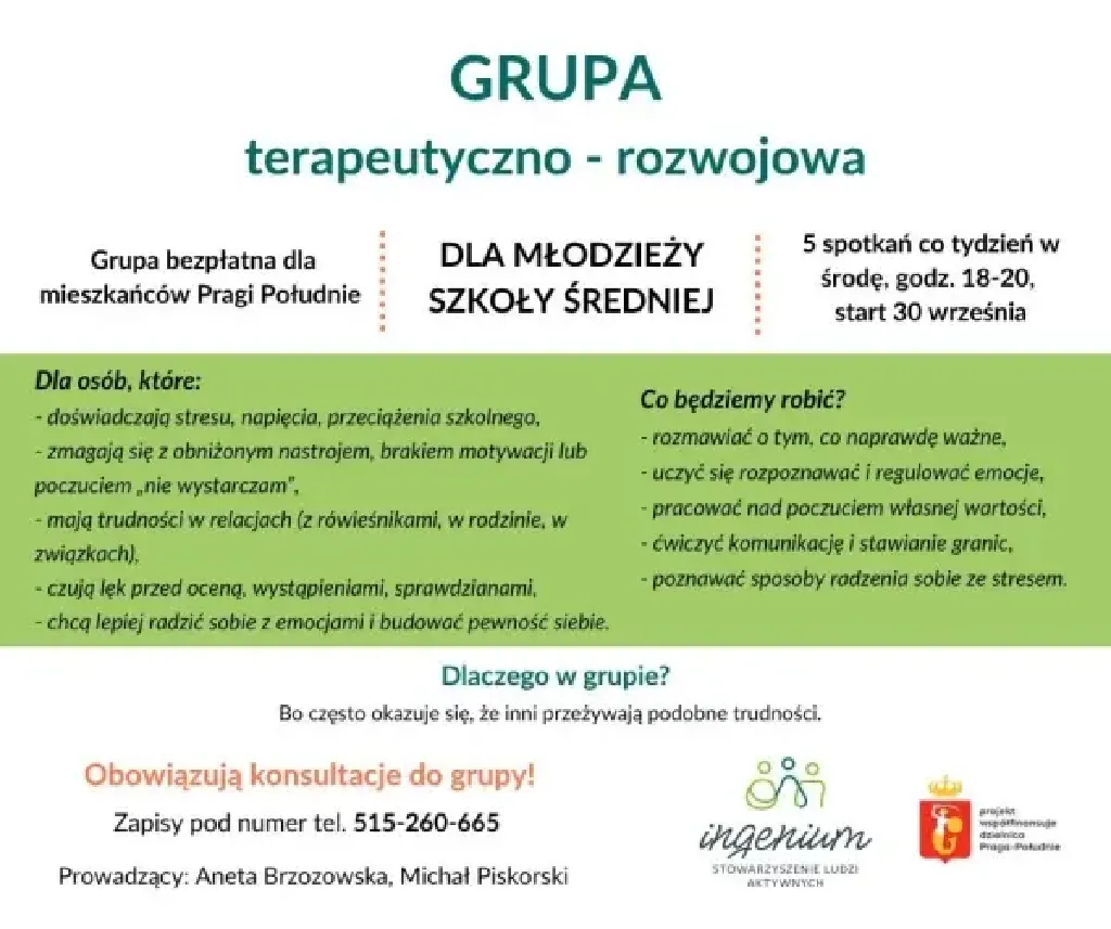 Grupa terapeutyczno-rozwojowa dla młodzieży