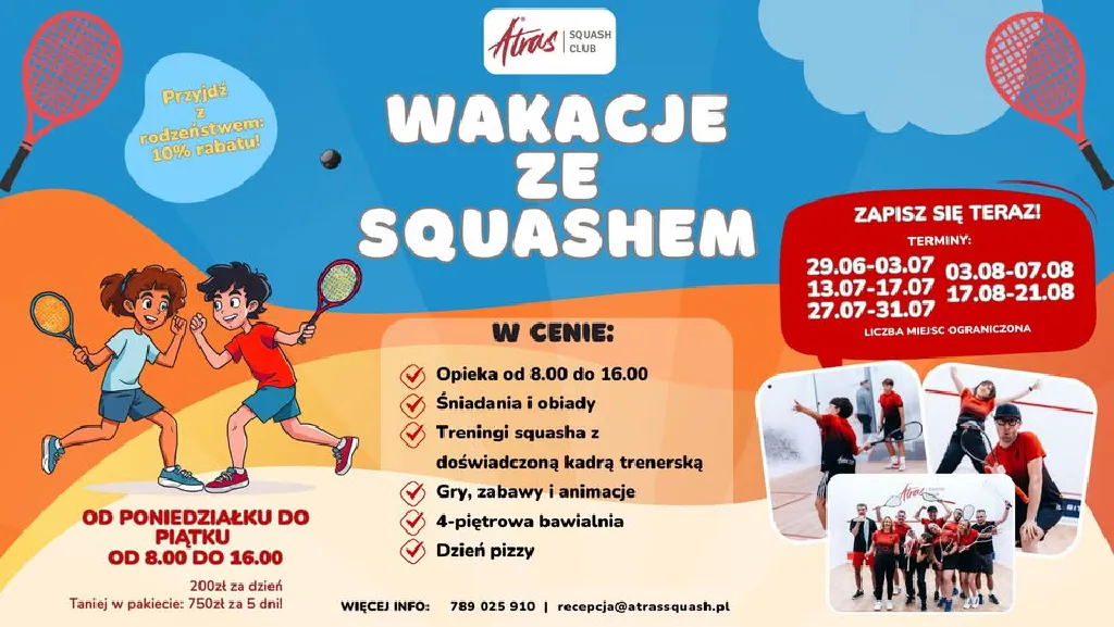 Wakacje ze Squashem – półkolonie sportowe