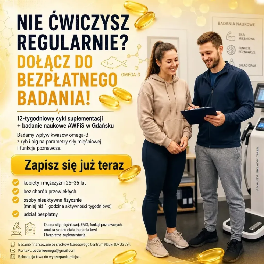 Bezpłatne badania naukowe dla osób nieaktywnych fizycznie