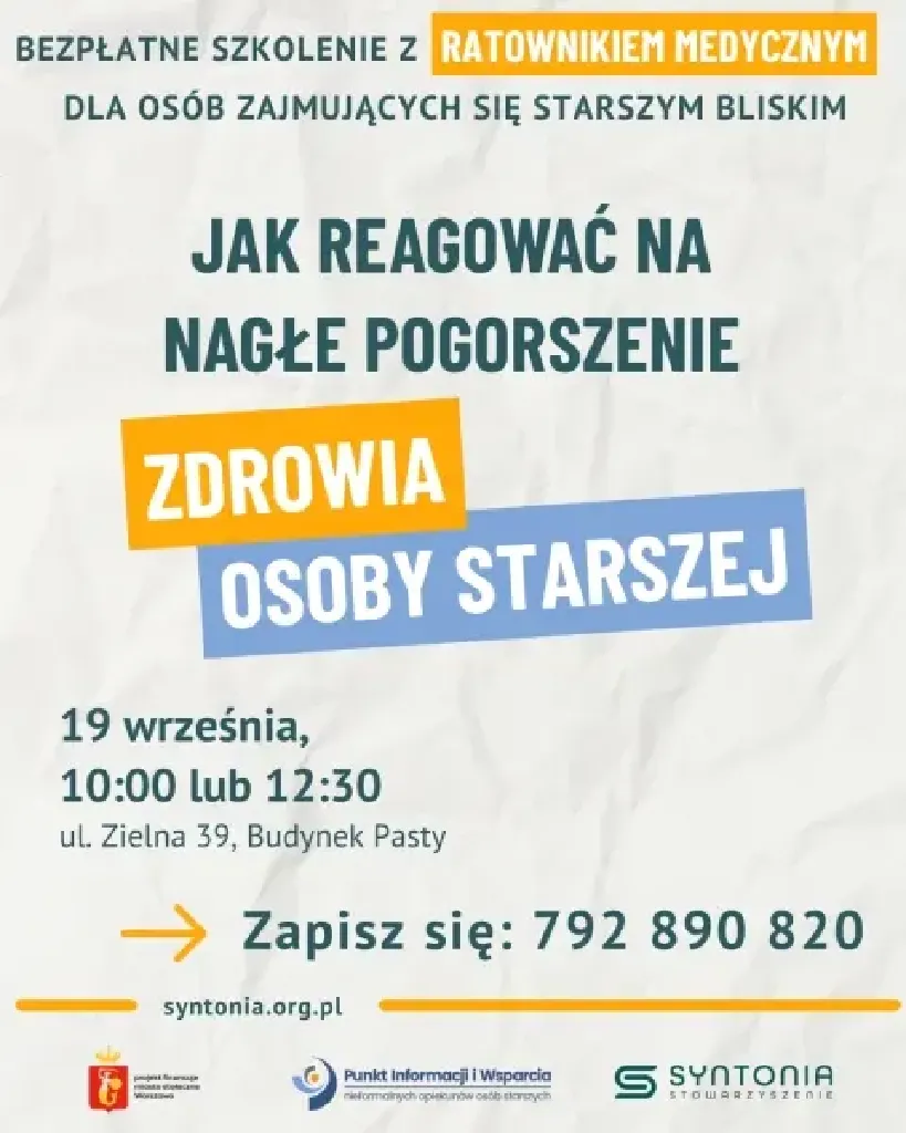 Reagowanie na nagłe pogorszenie zdrowia osoby starszej – szkolenie