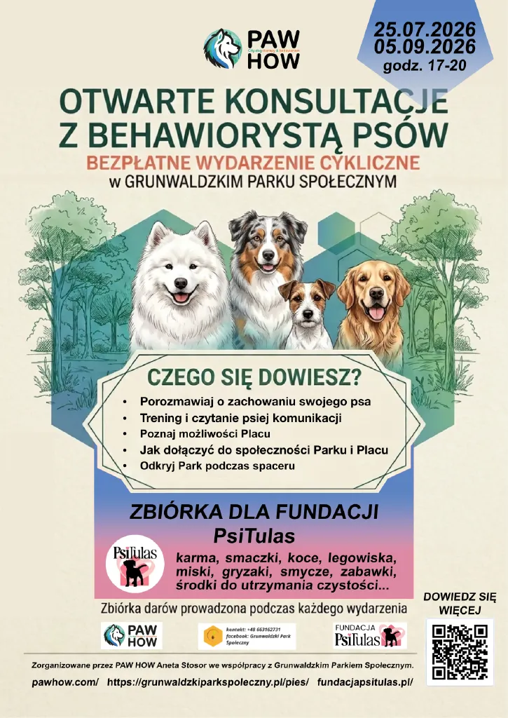 Otwarte konsultacje z behawiorystą i zbiórka dla PsiTulas
