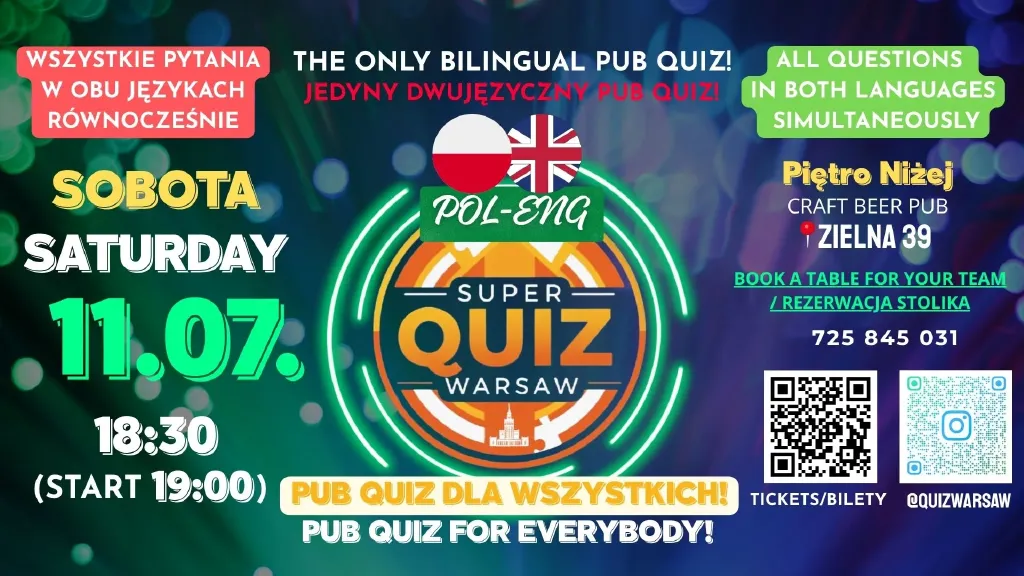 POL-ENG Super Quiz Warsaw – Pub Quiz