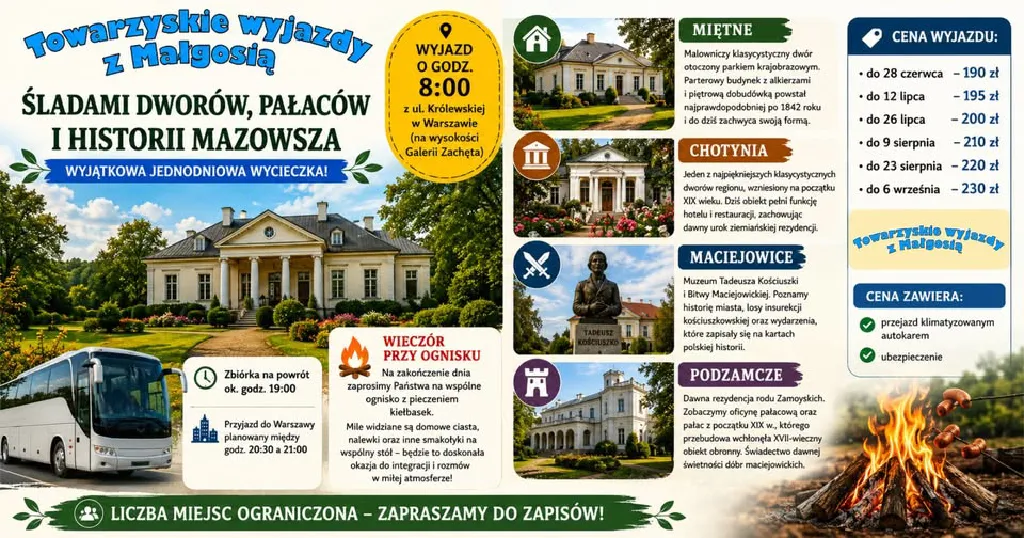 Śladami dworów, pałaców i historii Mazowsza – wycieczka