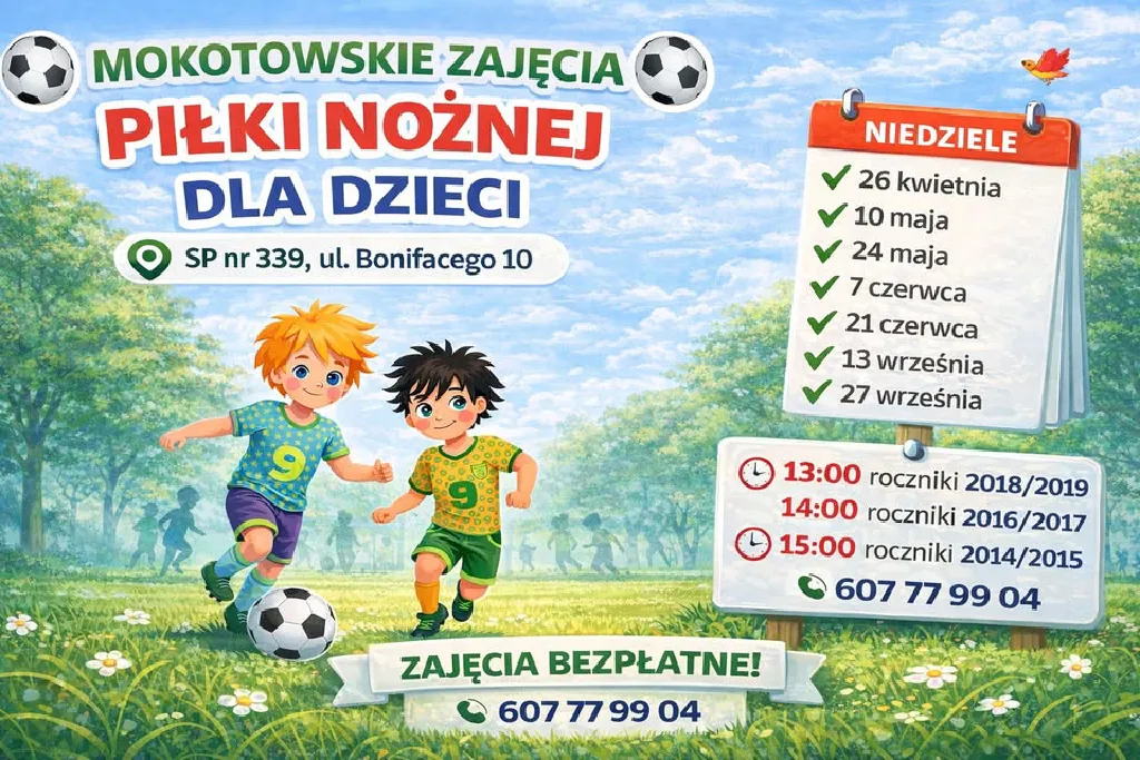 Piłka nożna dla dzieci – zajęcia na Mokotowie